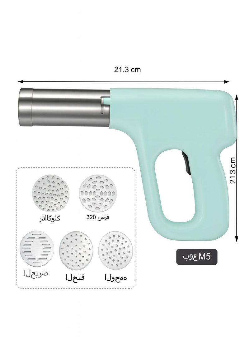 سيسلي آلة صنع المعكرونة الكهربائية اللاسلكية، مكبس نودلز يدوي قابل لإعادة الشحن من الفولاذ المقاوم للصدأ 304، 5 قوالب خلال 30 ثانية، مسدس معكرونة محمول - Image 5